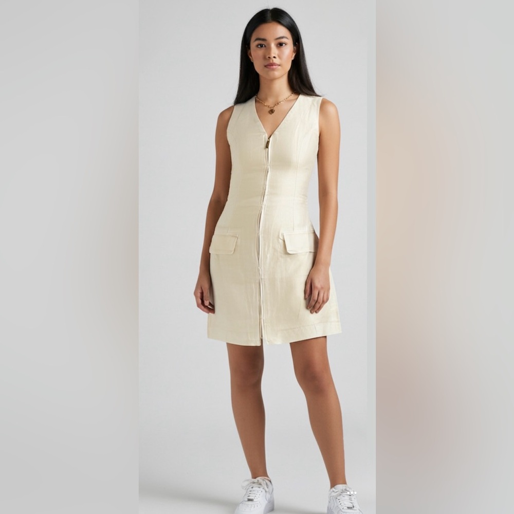 Abercrombie & Fitch Cream Linen-Cotton Dress. Size XS - Picture 1 of 8